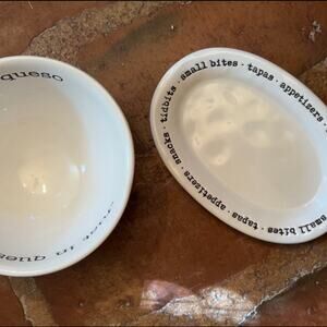 TWO Mud Pie Serving Pieces Tidbit Tray and Queso Bowl
